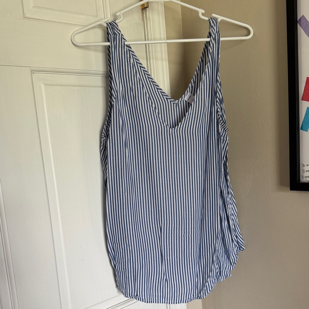 Old Navy Blue and White Striped Tank Top